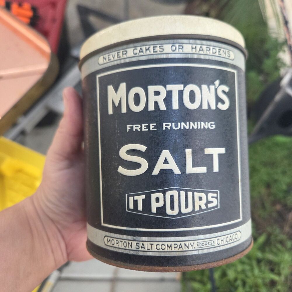 Vintage Morton's Salt Tin Canister When It Rains It Pours Reproduction 5x4